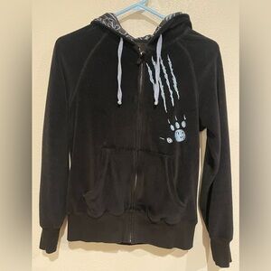 Disney Parks Black Velour hoodie with Stitch Design